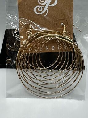 PLUNDER Large Goldtone Spiral Round Casual Lightweight Dangling Earrings